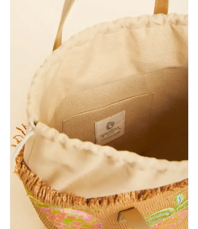 Spartina STRAW TOTE FLAMINGO PINEAPPLE