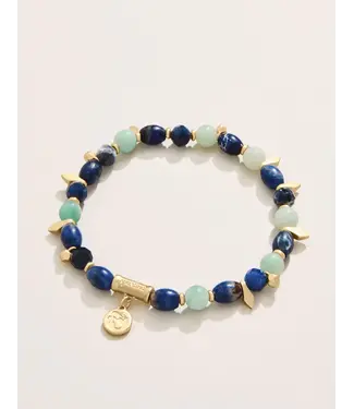 Spartina STRETCH BRACELET 6MM TROPICAL BLUE/FRINGE