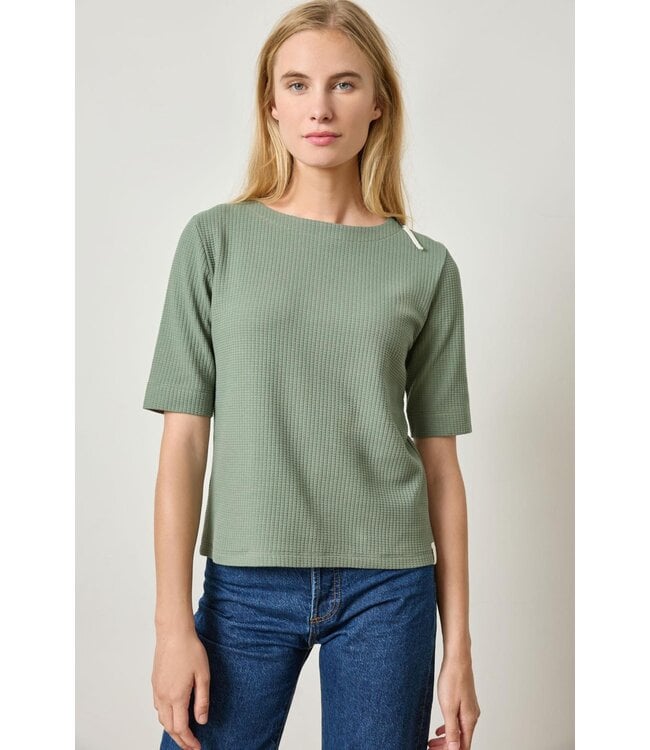 Lilla P ZIPPERED ELBOW SLEEVE CREWNECK