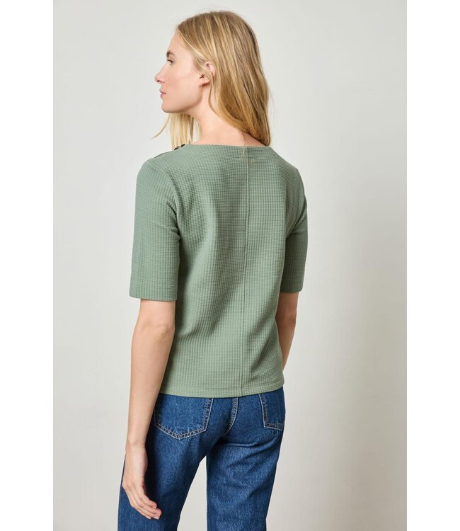 Lilla P ZIPPERED ELBOW SLEEVE CREWNECK