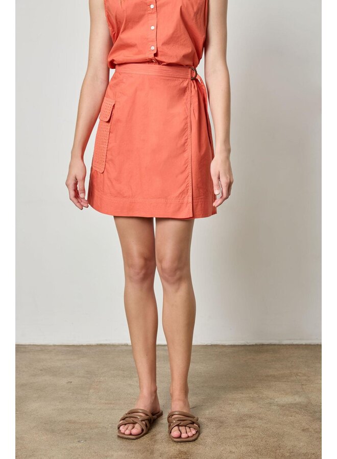 EYELET POCKET WRAP SKIRT