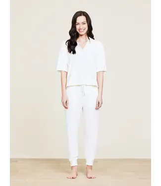 Barefoot Dreams CCUL COLLARED SHORT SLEEVE TOP