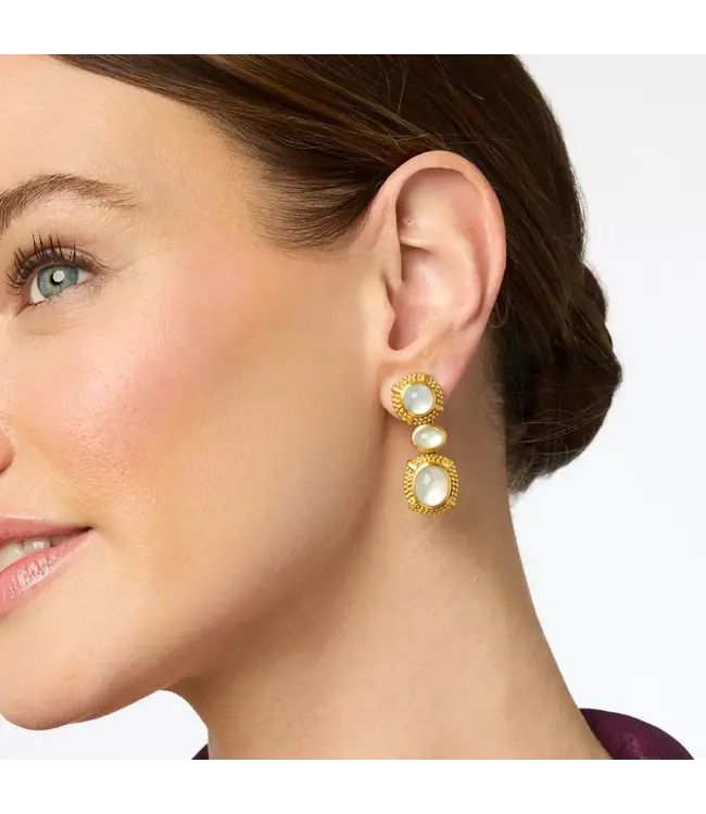 Julie Vos Cabochon Statement Earring  Iridescent Clear Crystal