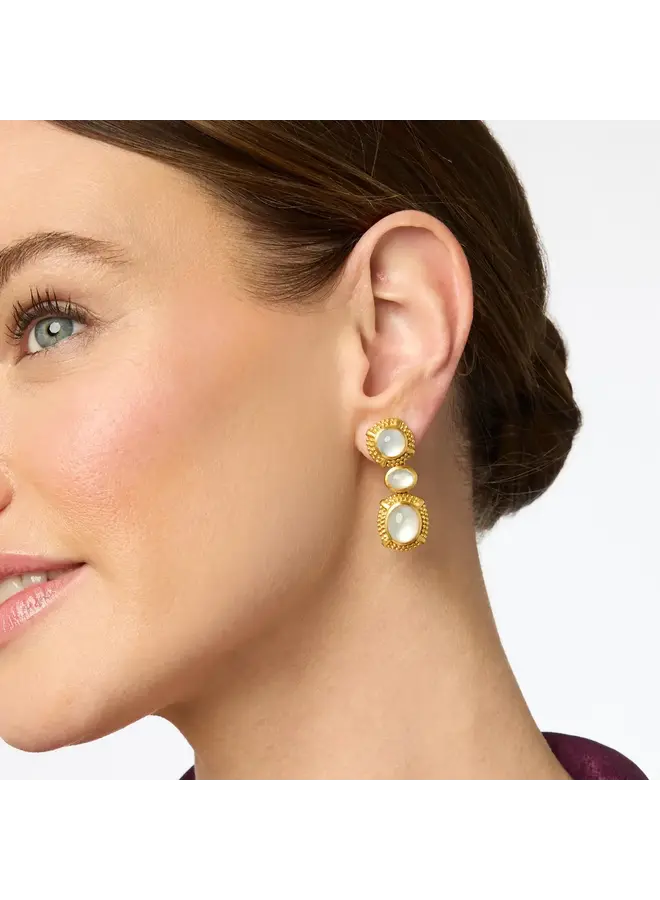 Cabochon Statement Earring  Iridescent Clear Crystal