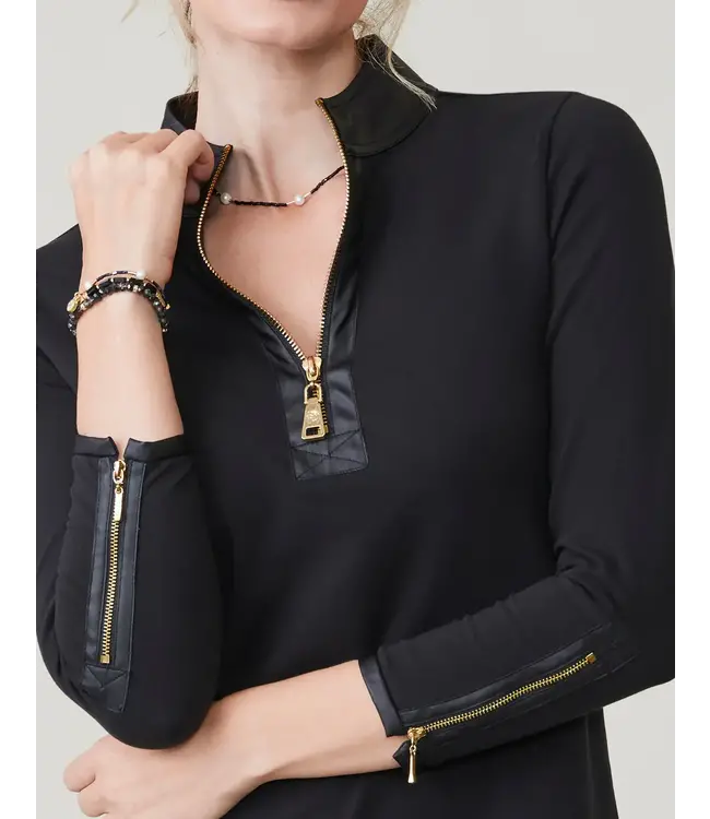 Spartina NORA HALF-ZIP DRESS W/VEGAN LEATHER