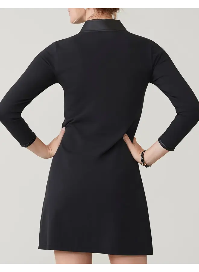 NORA HALF-ZIP DRESS W/VEGAN LEATHER