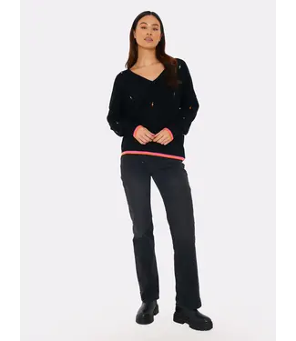 BRODIE ELECTRIC EMBROIDERY V NECK SWEATER
