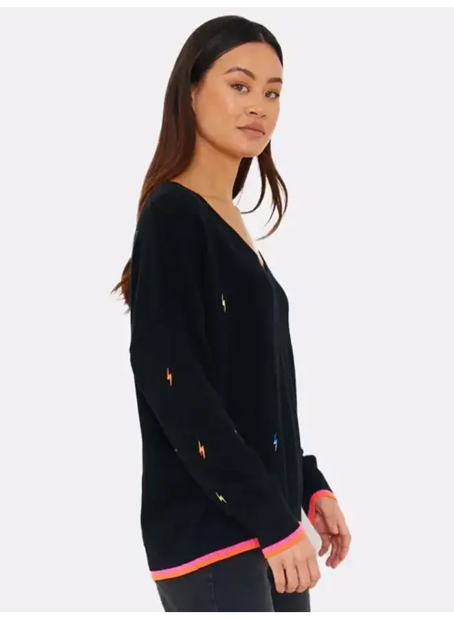 ELECTRIC EMBROIDERY V NECK SWEATER