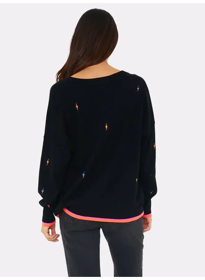 ELECTRIC EMBROIDERY V NECK SWEATER