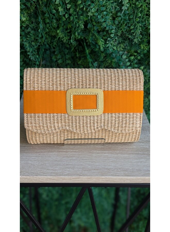 STRAW SCALLOP RUBY - GOLD BUCKLE