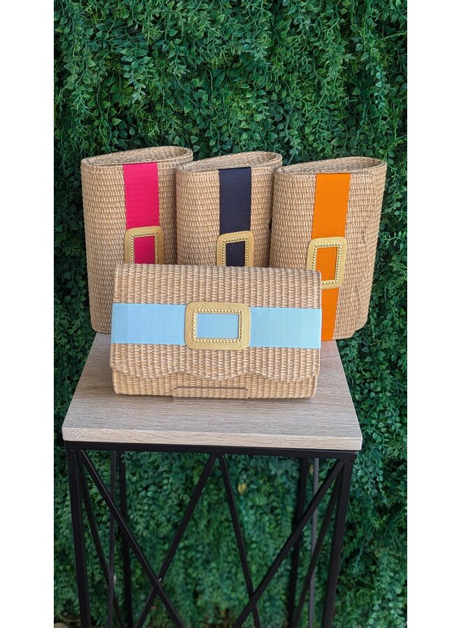 STRAW SCALLOP RUBY - GOLD BUCKLE