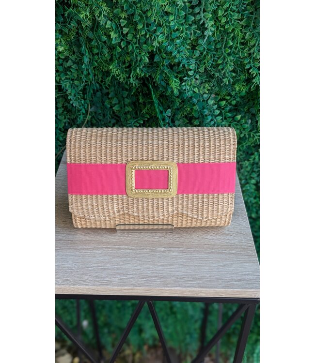 LISI LERCH STRAW SCALLOP RUBY - GOLD BUCKLE