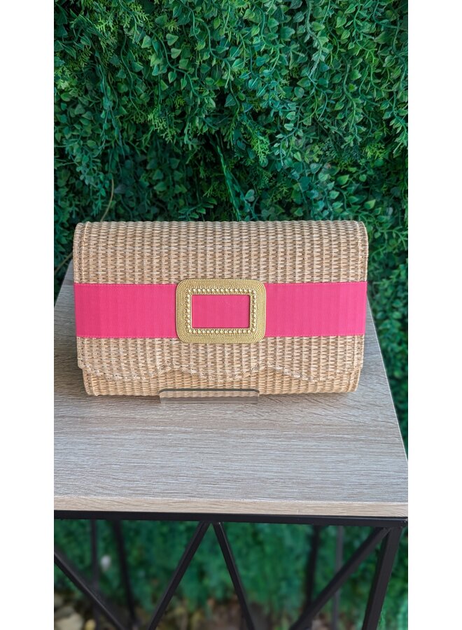 STRAW SCALLOP RUBY - GOLD BUCKLE