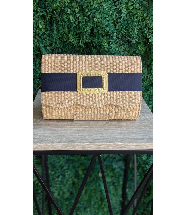 LISI LERCH STRAW SCALLOP RUBY - GOLD BUCKLE