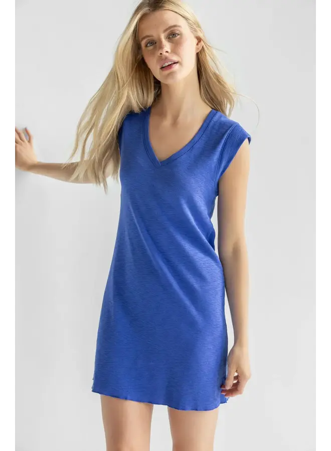 CAP SLEEVE V-NECK DRESS