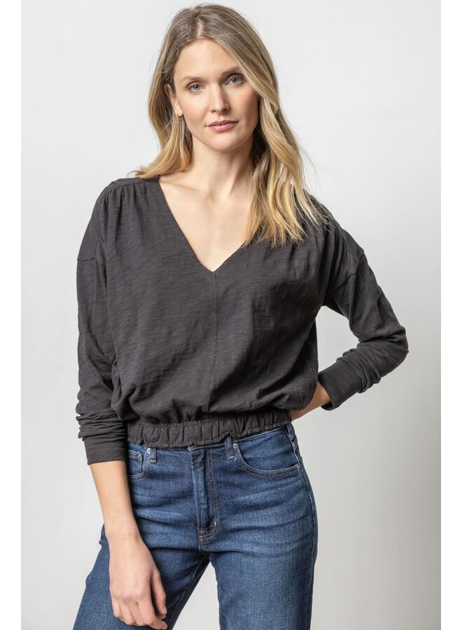 ELASTIC HEM EASY V-NECK