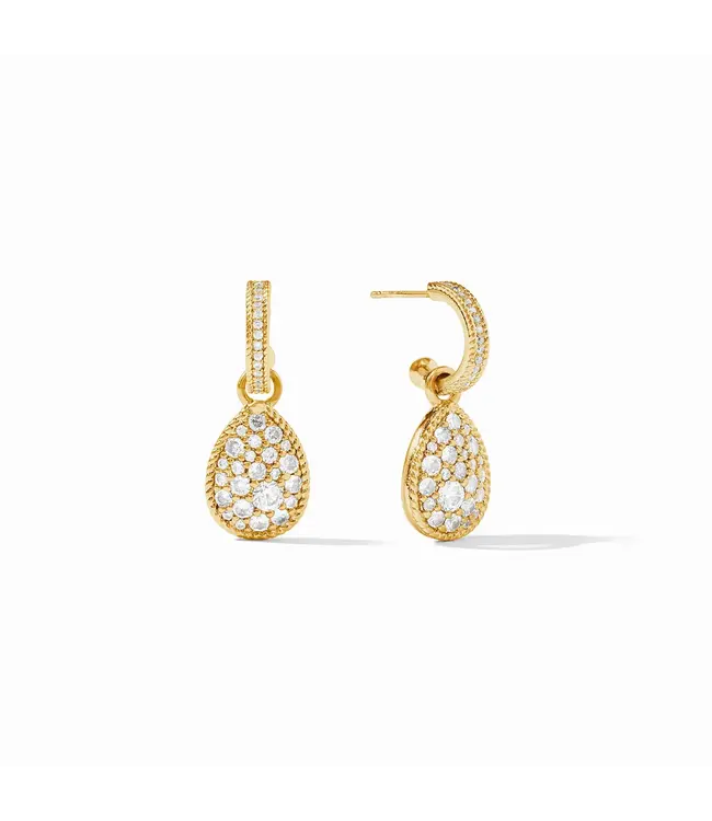 Julie Vos LUNA TEARDROP HOOP & CHARM EARRING CUBIC ZIRCONIA