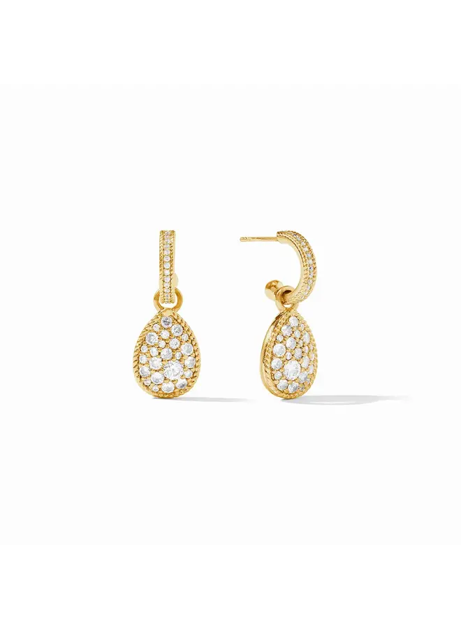 LUNA TEARDROP HOOP & CHARM EARRING CUBIC ZIRCONIA