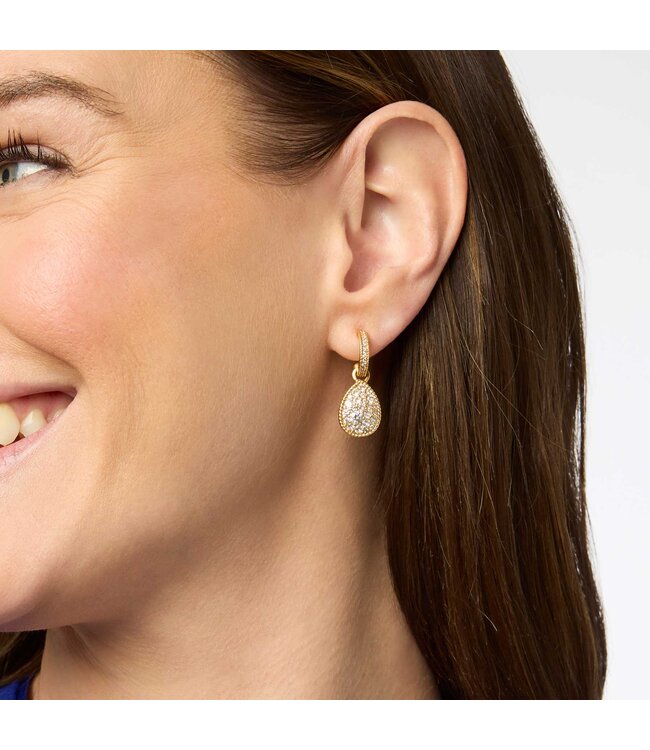 Julie Vos LUNA TEARDROP HOOP & CHARM EARRING CUBIC ZIRCONIA