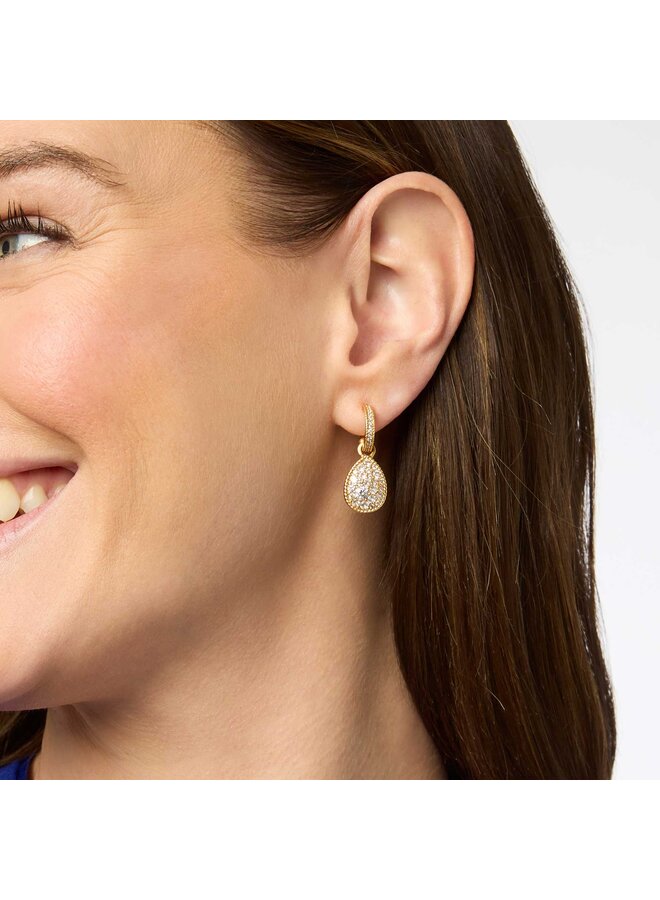 LUNA TEARDROP HOOP & CHARM EARRING CUBIC ZIRCONIA