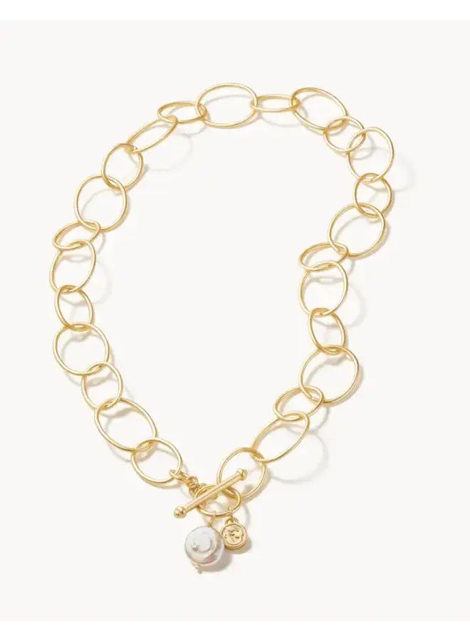 Oval Chain Toggle Necklace 18" Gold