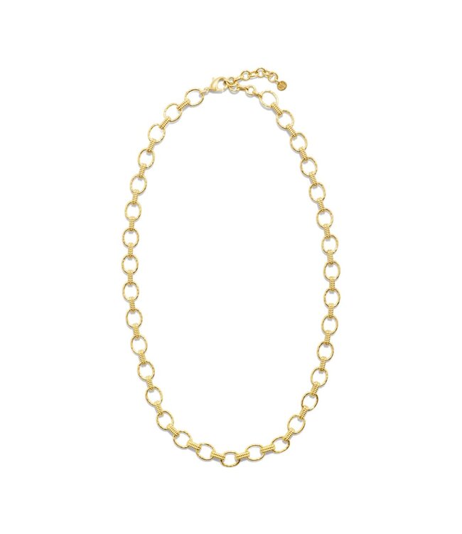 CAPUCINE DE WULF Cleopatra Small Link Necklace in Hammered Gold