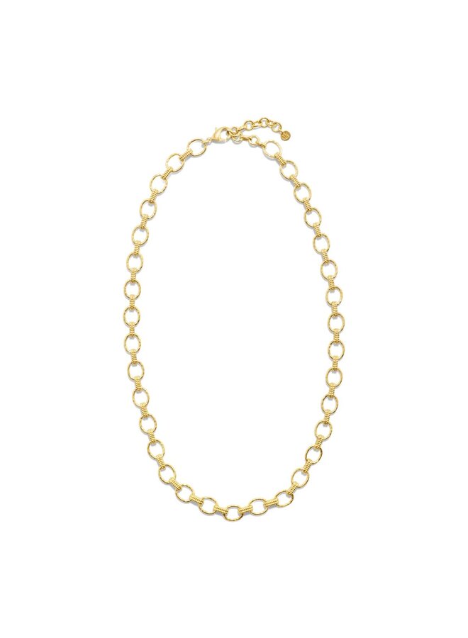 Cleopatra Small Link Necklace in Hammered Gold