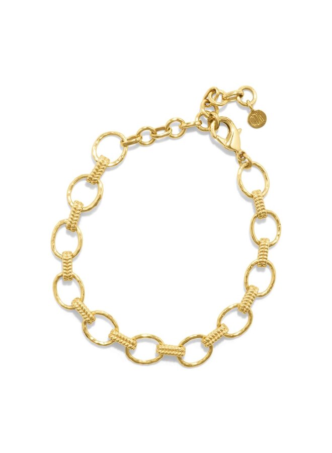 Cleopatra Small Link Bracelet in Hammered Gold