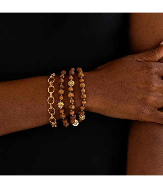 Cleopatra Small Link Bracelet in Hammered Gold