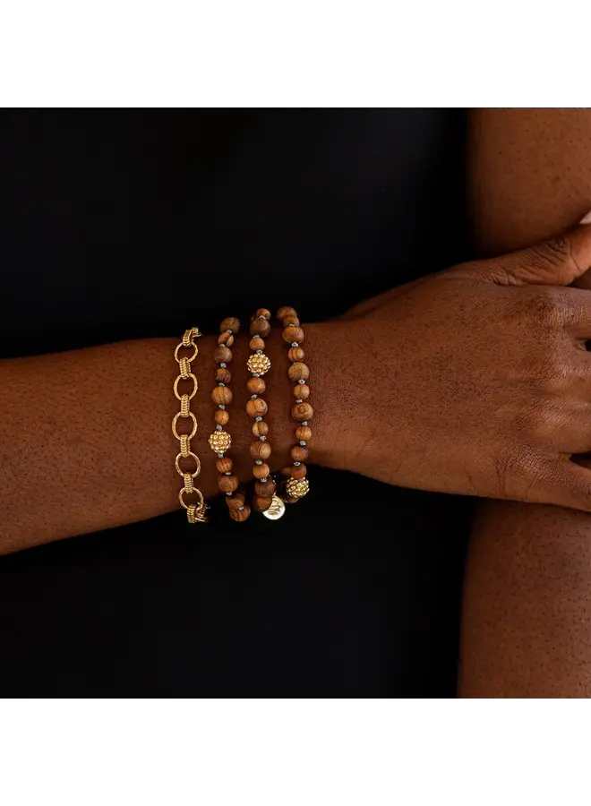 Cleopatra Small Link Bracelet in Hammered Gold