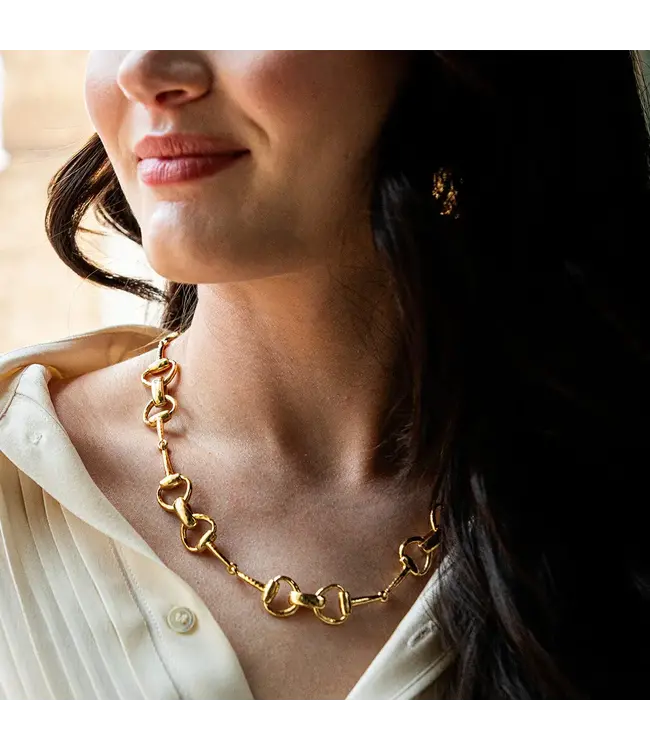 Equestrian Snaffle Bit Chain Necklace, 20" - Gold