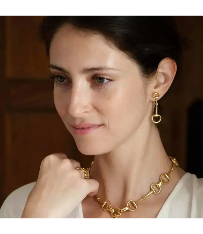 CAPUCINE DE WULF Equestrian Snaffle Bit Earrings in Gold