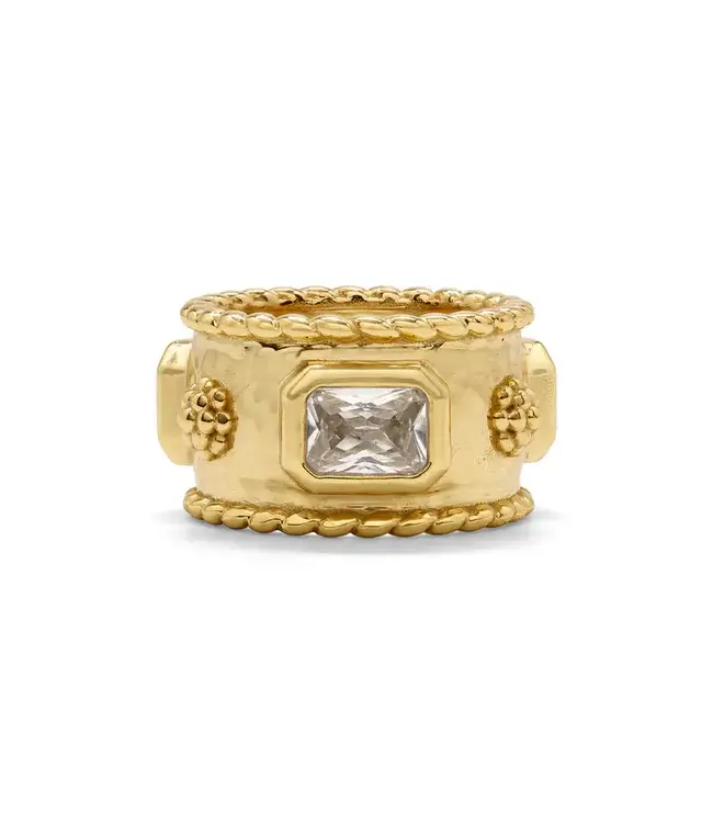 CAPUCINE DE WULF Berry Hmmrd Band w Clear Cubic Zirconia, Size 8