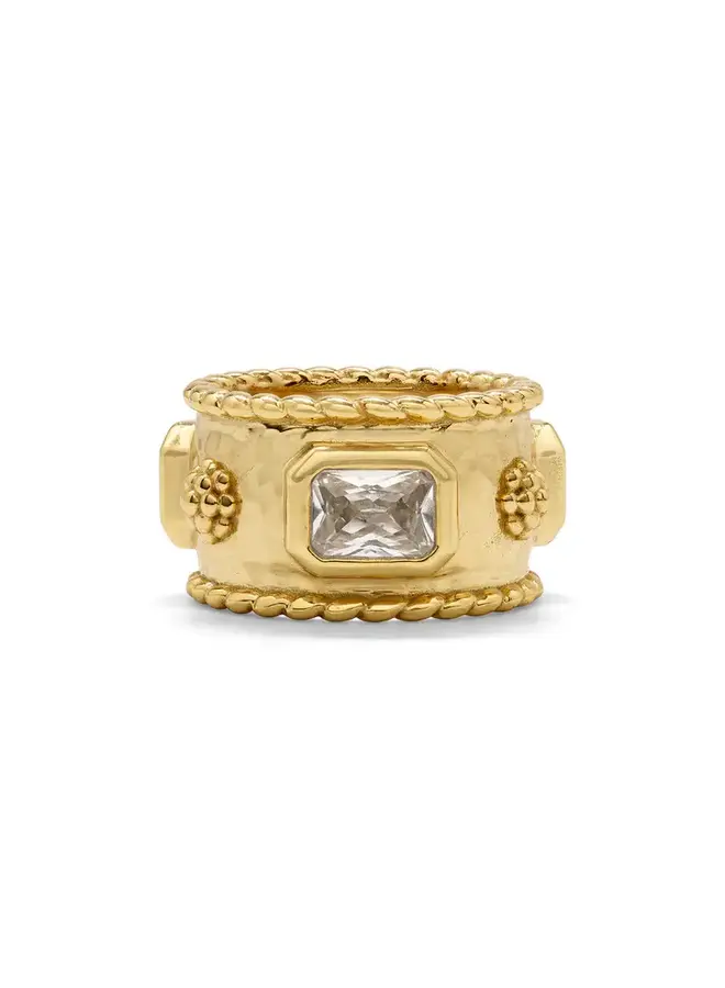 Berry Hmmrd Band w Clear Cubic Zirconia, Size 8