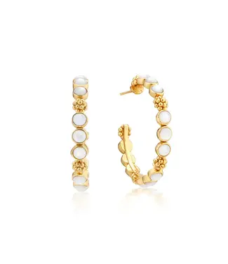 CAPUCINE DE WULF Berry Gem Medium Hoop Earrings, MOP