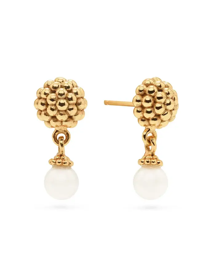 Berry Drop Stud Earrings Pearl