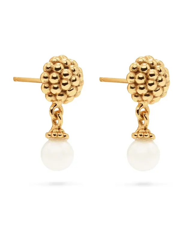 Berry Drop Stud Earrings Pearl