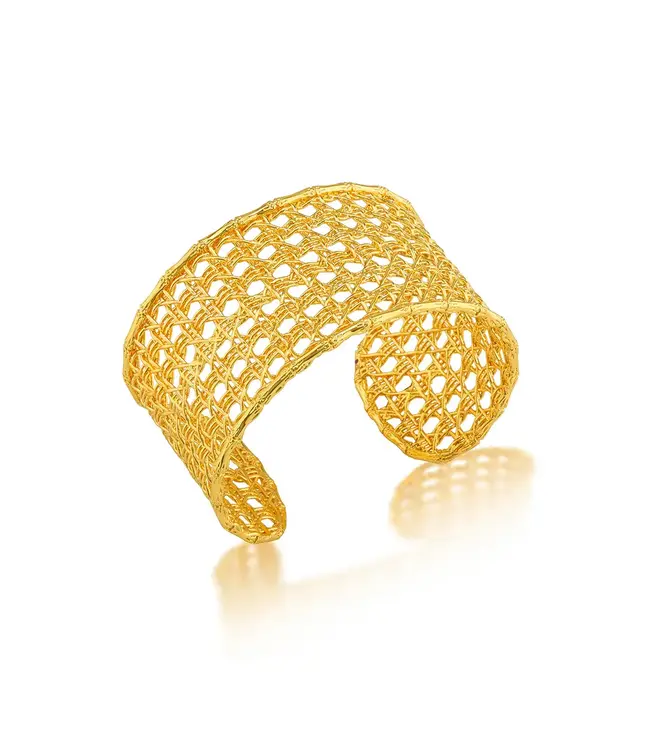 CAPUCINE DE WULF Veranda Caning Cuff, Gold