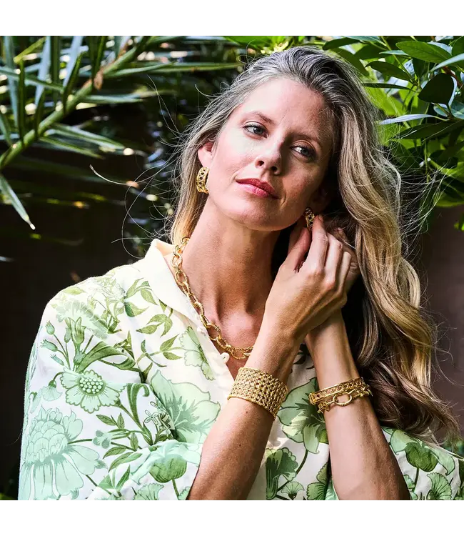 CAPUCINE DE WULF Veranda Caning Cuff, Gold