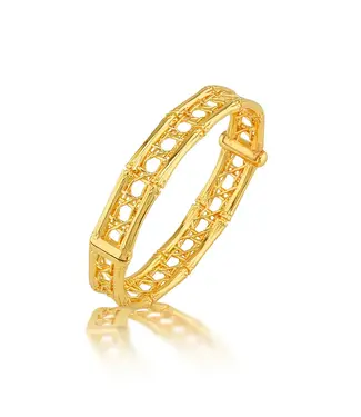 CAPUCINE DE WULF Veranda Caning Hinged Bangle, S,M, Gold