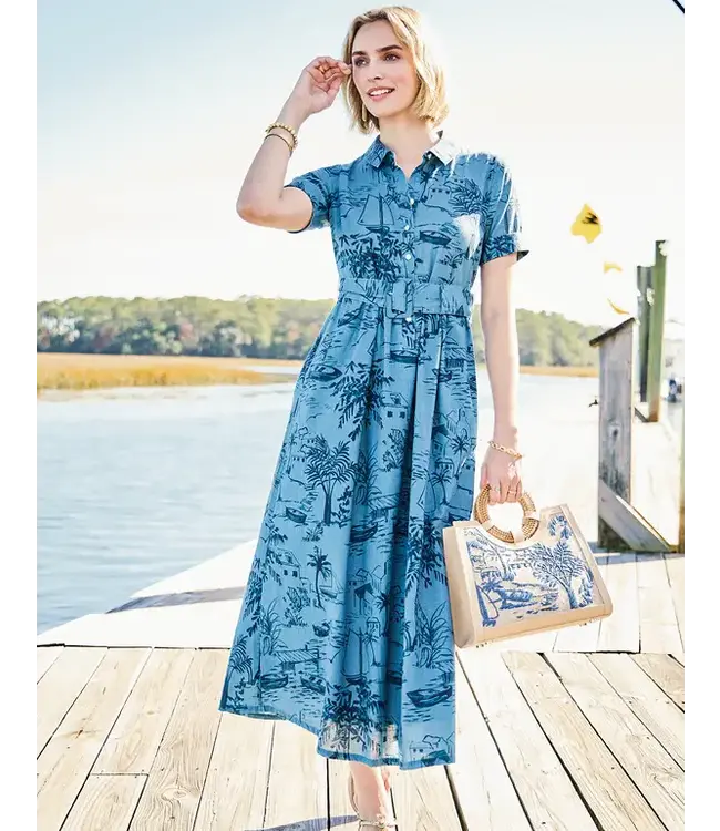 Spartina MARYAM MIDI DRESS CLARA SEASCAPE