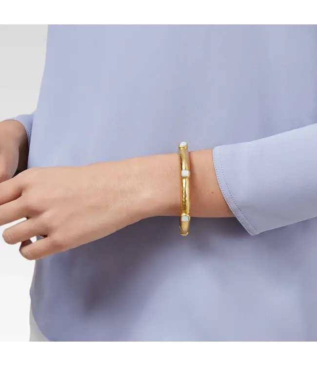 Julie Vos Catalina Hinge Bangle  Iridescent Clear Crystal