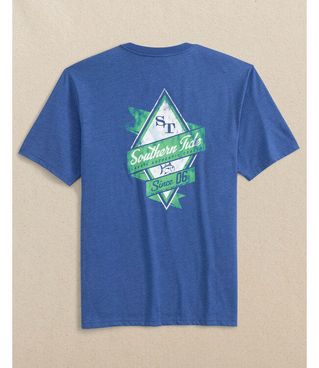 Southern Tide M SS Nautical Diamond Hthr Tee