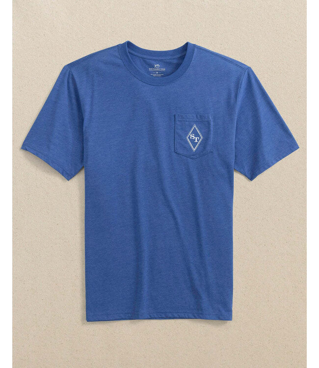 Southern Tide M SS Nautical Diamond Hthr Tee