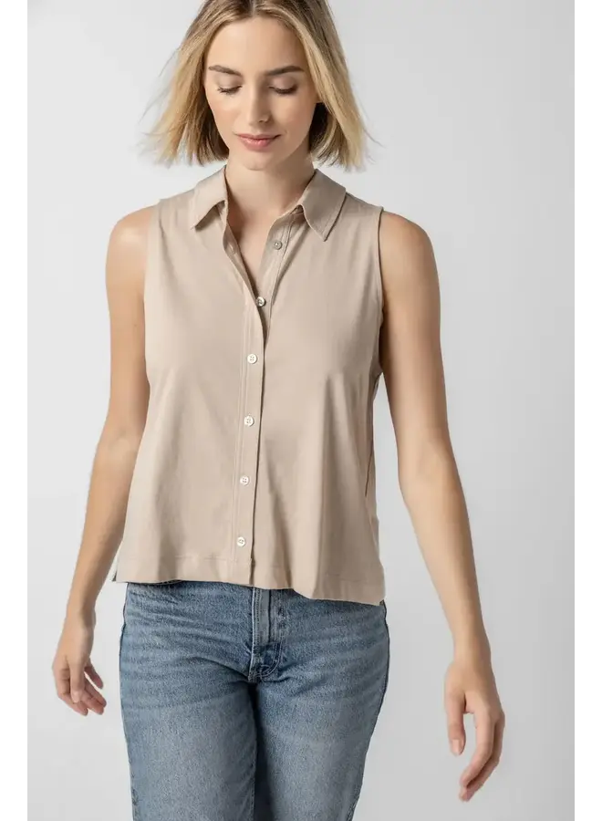 SLEEVELESS BUTTON DOWN