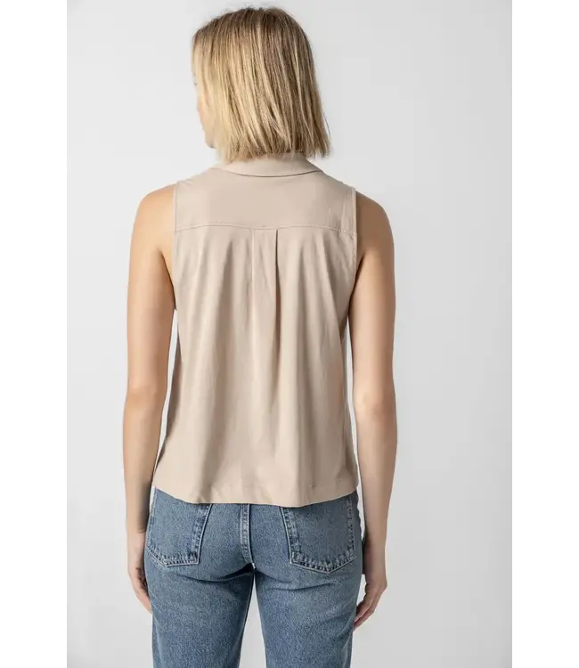 SLEEVELESS BUTTON DOWN