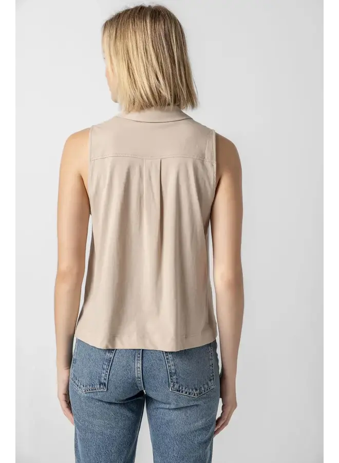 SLEEVELESS BUTTON DOWN