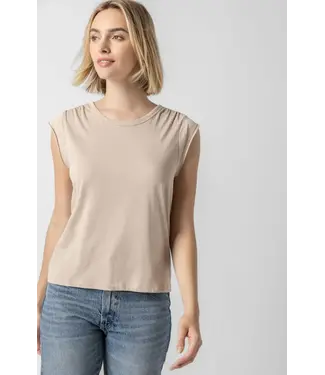 Lilla P SHIRRED SHOULDER TEE