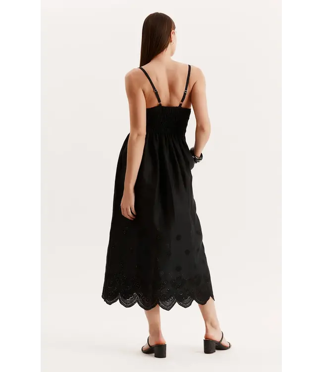 MARIA LINEN W/ EYELET DRESS