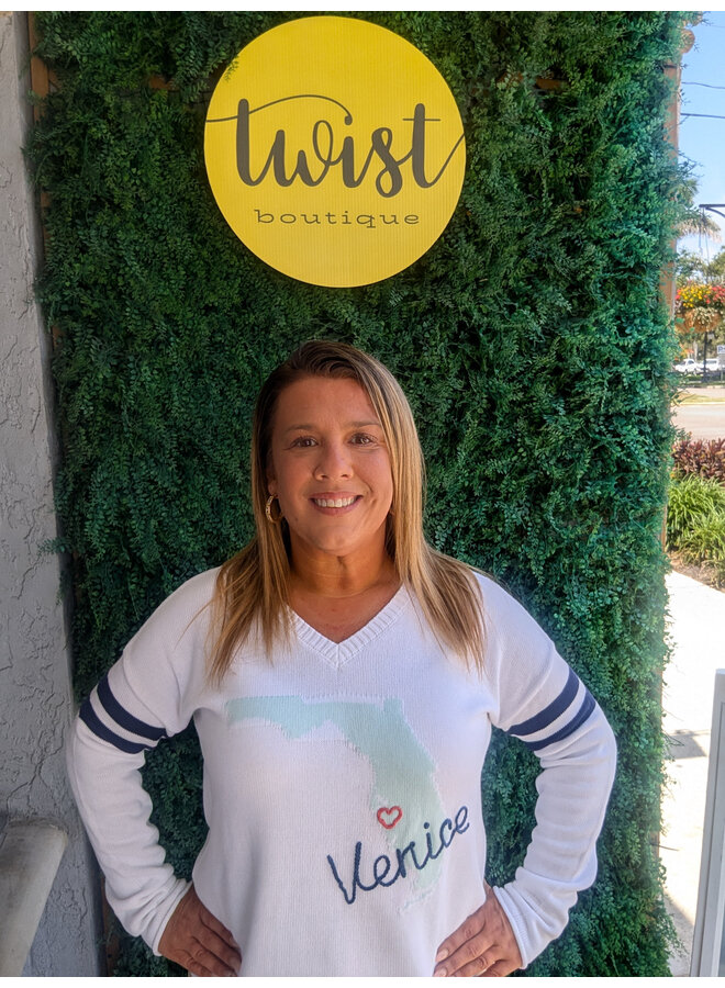 BOXY VEE COTTON SWEATER - FLORIDA / VENICE